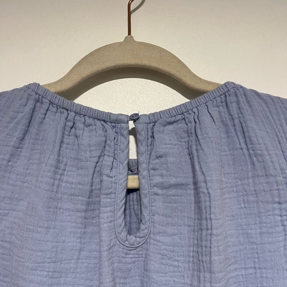 Nordstrom Modernaire 100% Organic Cotton Light Blue Midi Dress with Ruffle Hem - Picture 7 of 9